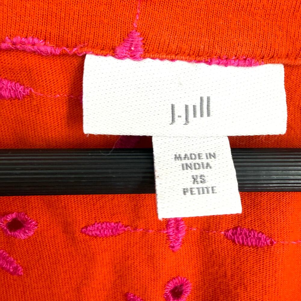 J.Jill XS Petite XSP Orange Pink Tropical Floral Blouse Shirt Top Summer Beach - Picture 3 of 10